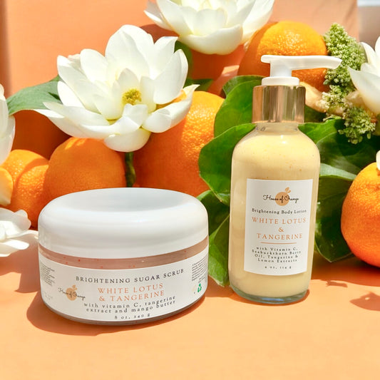 Vit C Lotion & Body Scrub Set- White Lotus & Tangerine