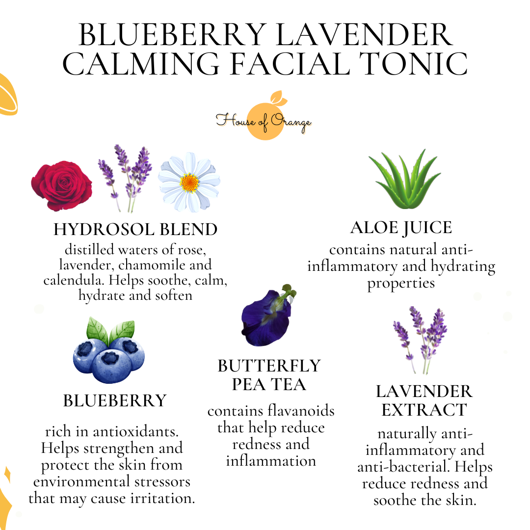 Blueberry Lavender Calming Facial Tonic (redness, sensitivity, irritation)